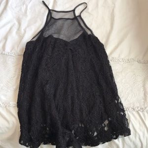 Black mesh High neck tank top